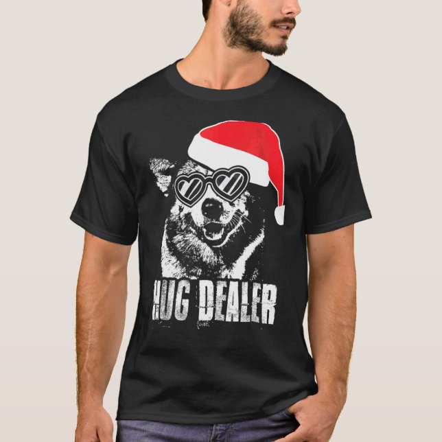 Camiseta Vendedor de Abraços Corgi Natal (Frente)