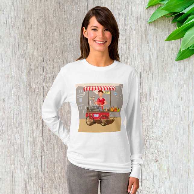 Camiseta Vendedor de Comida de Rua Sorridente Carrinho de C (Criador carregado)