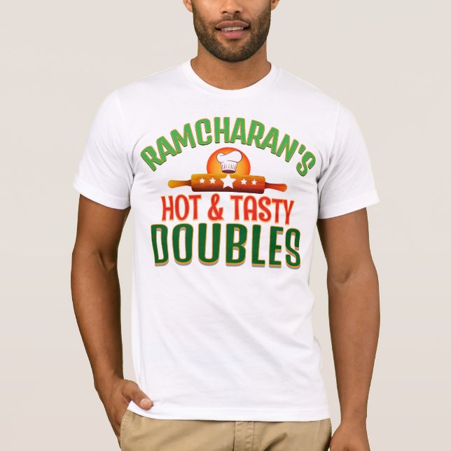 Camiseta Vendedor de DOUBLES – Comida de Rua Quente e Sabor (Frente)