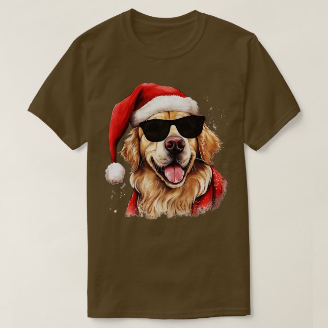 Camiseta Vendedor Festivo Cachorro Ouro de Aquarela (Frente do Design)