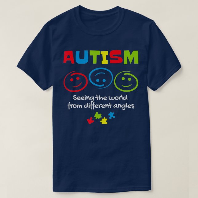 Camiseta Vendo O Mundo De Diferentes Ângulos Autismo (Frente do Design)