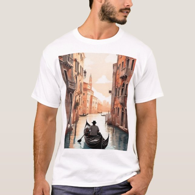 Camiseta Venetian Gondola Romance Design, (Frente)