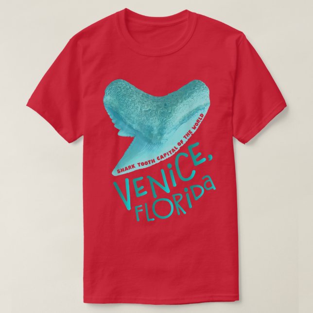 Camiseta Veneza, FlóridaShark Dente CapitalVacation Beach (Frente do Design)