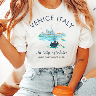 Camiseta Veneza Itália Férias Personalizadas para a Família