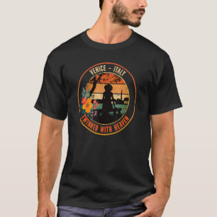 Camiseta Veneza Itália Gêmea com o Retro da Vintagem do Céu