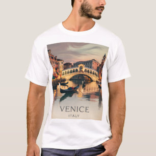 Camiseta Veneza Ponte de Canal Férias Itália Crepúsculo Ret