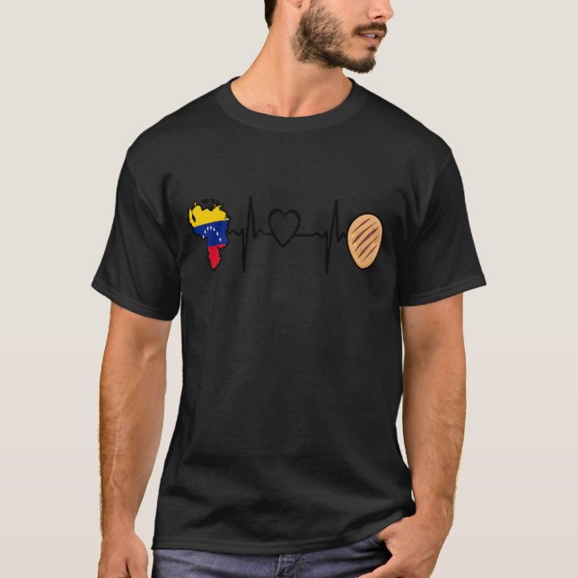 Camiseta Venezuela Arepa Heartbeat Arepas Bandeira venezuel (Frente)