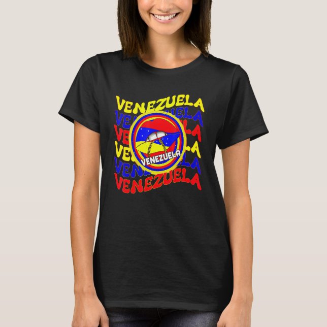 Camiseta Venezuela Flag Venezuelan Pride Lips (Frente)
