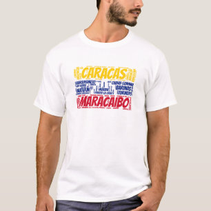 Camiseta Venezuela Sinalizador com Nomes de Cidade Arte de 
