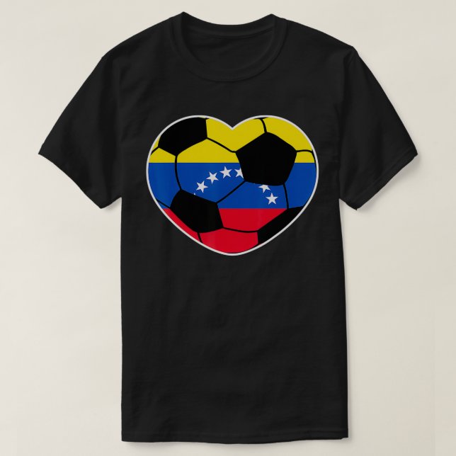 Camiseta Venezuela Soccer Ball Heart Jersey Pé venezuelano (Frente do Design)