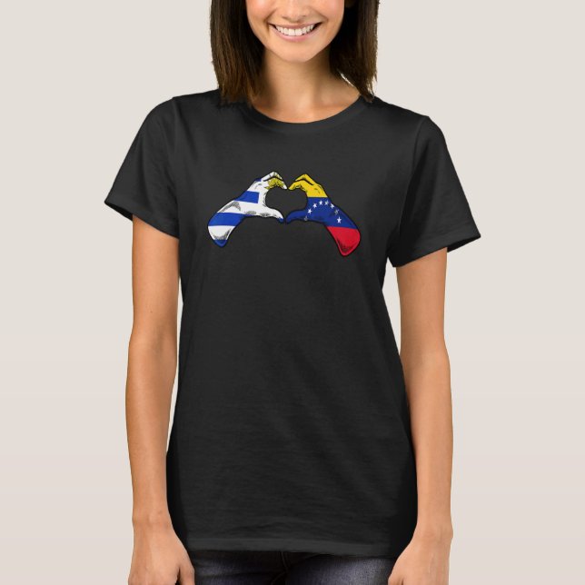 Camiseta Venezuela Uruguay Flag Venezuelan Uruguayan Heart (Frente)