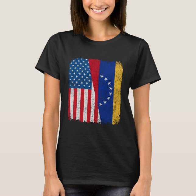 Camiseta Venezuelan American Flag Half USA Venezuela Root P (Frente)