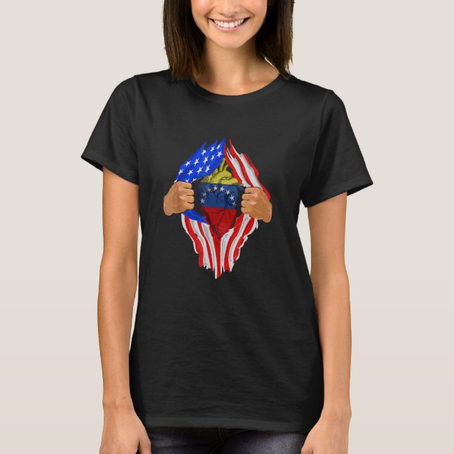 Camiseta Venezuelan Blood Inside Me Venezuela America Heart (Frente)
