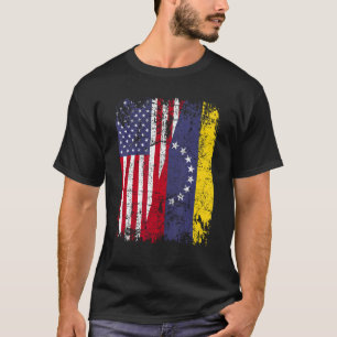 Camiseta VENEZUELAN ROOTS Half American Flag VENEZUELA