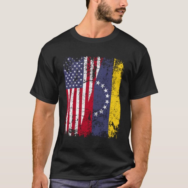 Camiseta Venezuelano domina metade da bandeira americana Ve (Frente)