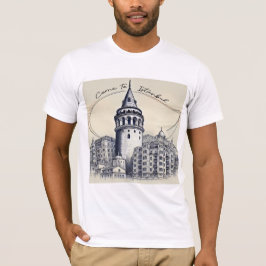 Camiseta Venha a Istambul | Arte de desenho da torre Galata