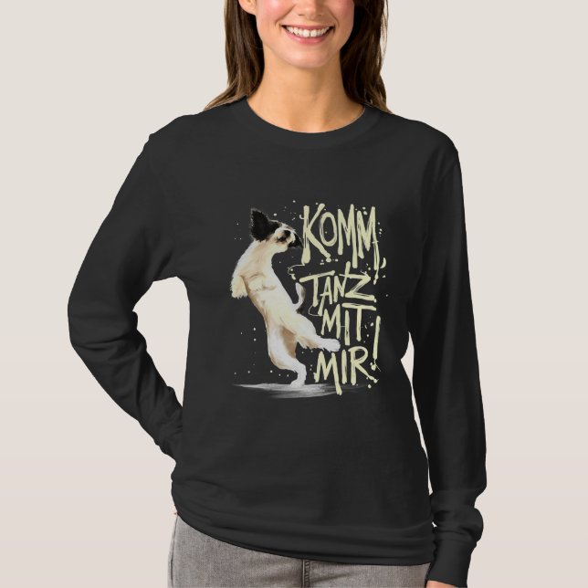 Camiseta Venha Dançar Comigo Papillon Dog (Frente)