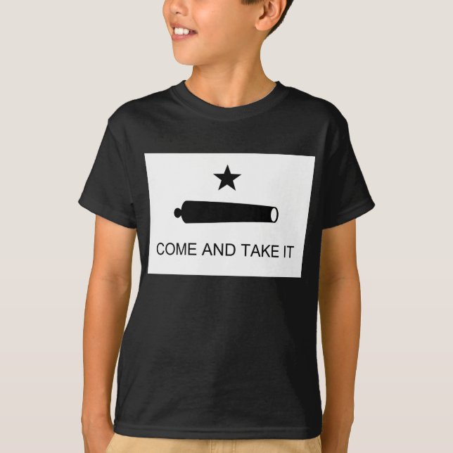 Camiseta Venha e pegue na batalha Texas Flag Gonzales (Frente)