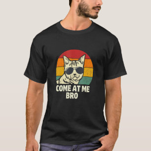 Camiseta Venha para mim irmão Gato  Gatos Retro Pôr do sol 