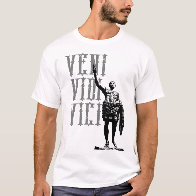 Camiseta Veni Vidi Vici Cesar Motivational Quote Mens (Frente)