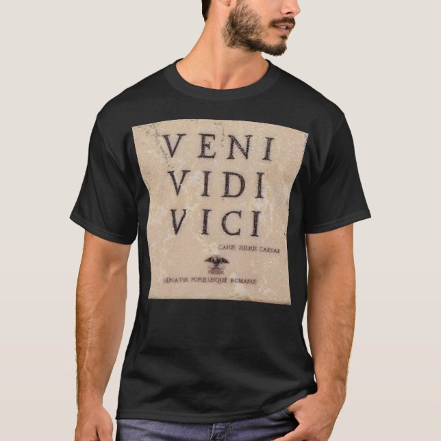 CAMISETA VENI VIDI VICI = EU VEIO VI QUE CONQUISTEI (Frente)