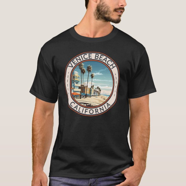 Camiseta Venice Beach California Boardwalk Viagem Art Retro (Frente)