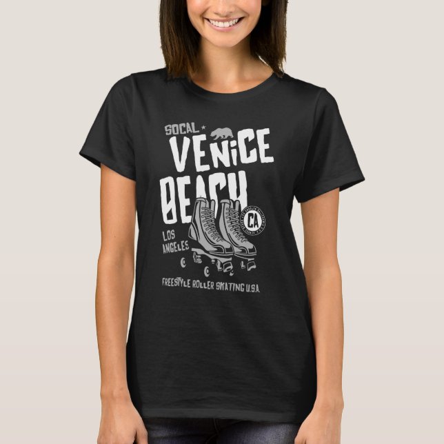 Camiseta Venice Beach California Retro Roller Skate 12 (Frente)