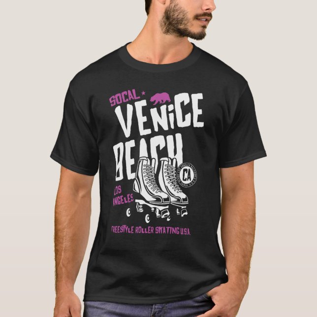 Camiseta Venice Beach California Retro Roller Skate 9 (Frente)