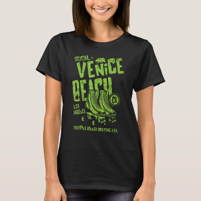 Camiseta Venice Beach California Retro Roller Skate Distânc (Frente)