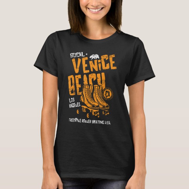 Camiseta Venice Beach California Retro Roller Skate Distânc (Frente)