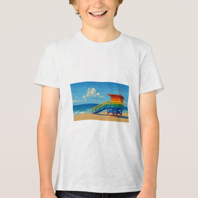 Camiseta Venice Beach Rainbow Lifeguard Stand (Frente)