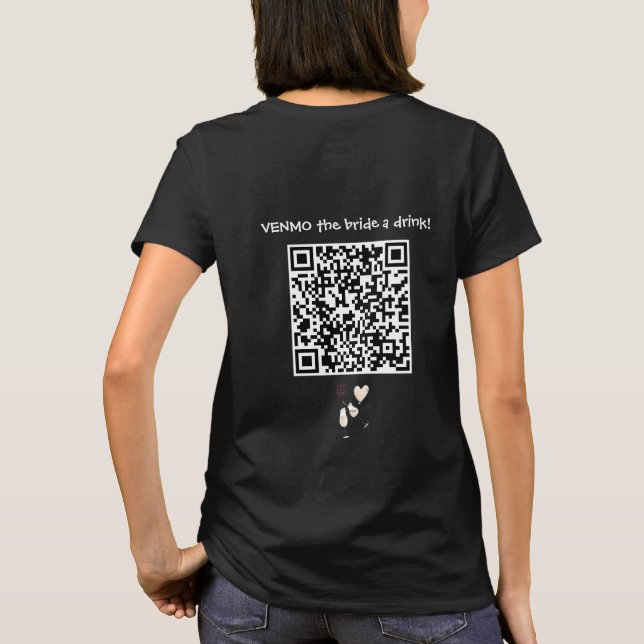 Camiseta VENMO a bebida noiva A com código QR personalizado (Verso)