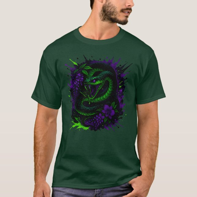 Camiseta Venomous Cobra Neon Gothic Art (Frente)