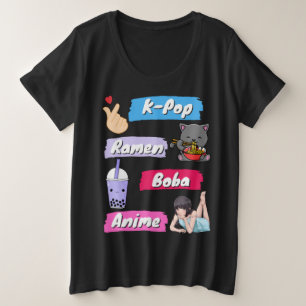Camiseta Ventilador da cultura de Pop, Pop, Ramen, Boba e A