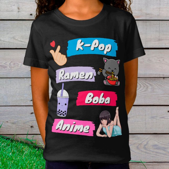 Camiseta Ventilador da cultura de Pop, Pop, Ramen, Boba e A (Criador carregado)