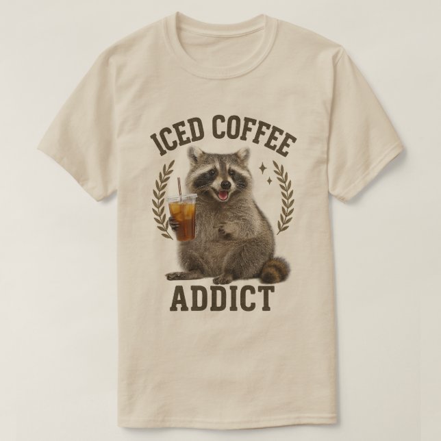 Camiseta Ventilador De Cafeína Raccoon Drink, Viciado Em Ca (Frente do Design)