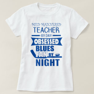 Camiseta Ventilador de Hóquei de Professores Azuis e Branc