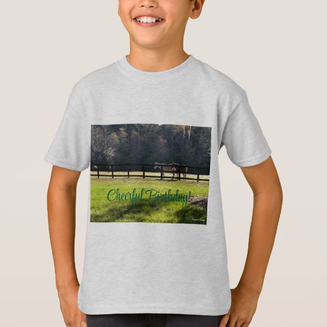 Camiseta Ventiladores De Cavalo, Feliz Aniversário, Camisa- (Frente)