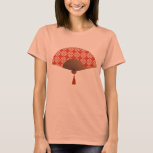 Camiseta Vento japonês, Motivo Shippo, Laranja Mandarim