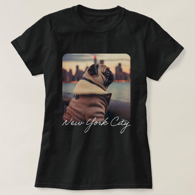 Camiseta Ventos de outono e taças de Nova Iorque (Frente do Design)