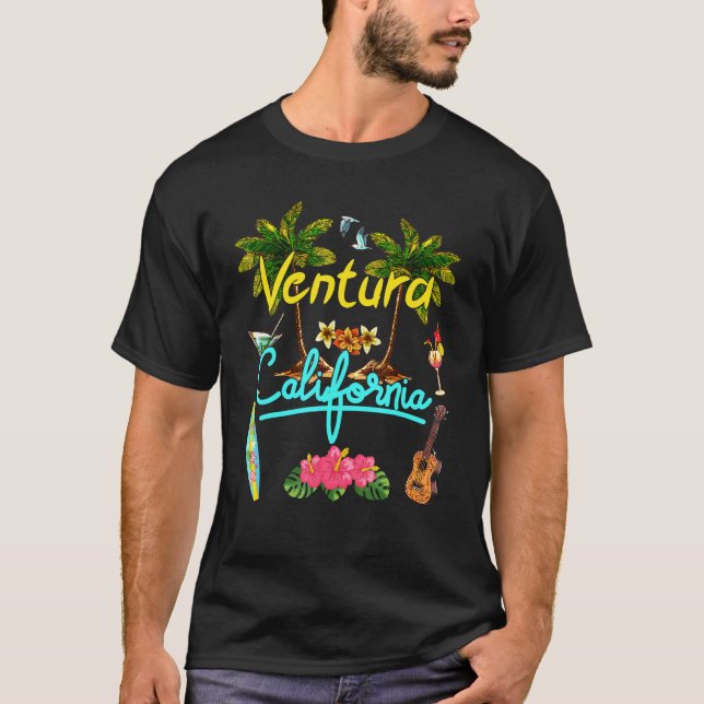 Camiseta Ventura California Beach Summer Palm Surf Sun Set (Frente)