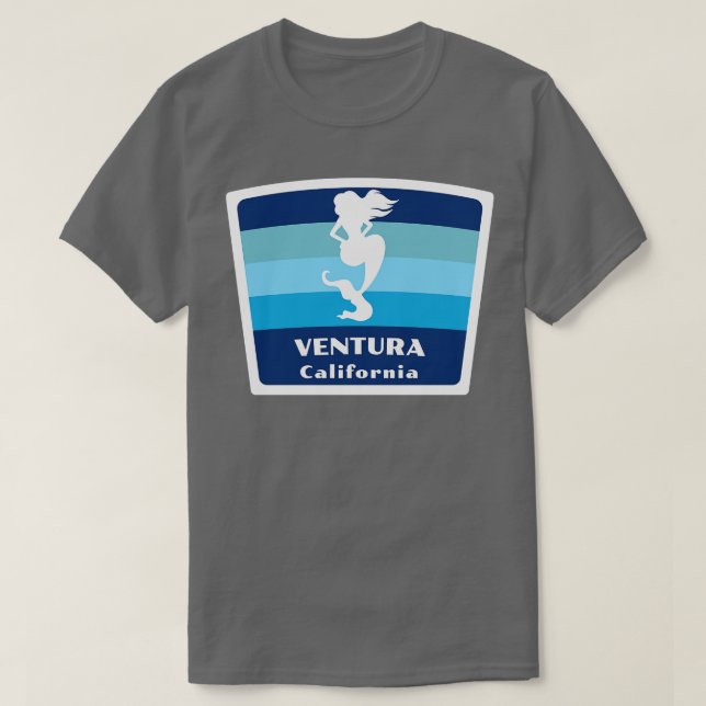 Camiseta Ventura California CA Beach Nadar Mermaid Silho (Frente do Design)