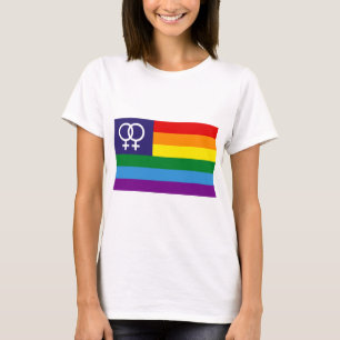 Camiseta Vênus Duplo Lesbiano Arco-íris Orgulho