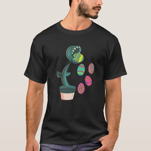 Camiseta Venus Fly Trap Comendo Páscoa De Ovo Dia Engraçado (Frente)