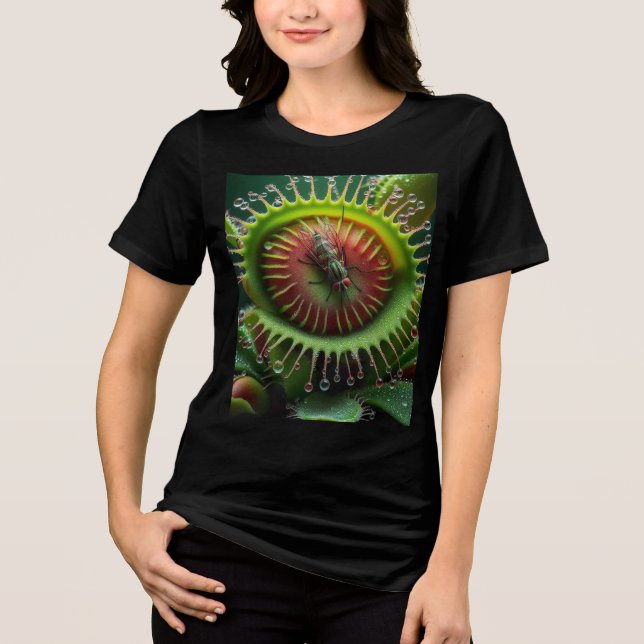 Camiseta Venus Flytrap Floral Verde e Vermelho (Frente)