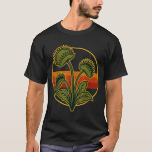 Camiseta Vênus Flytrap Vintage Retro Pôr do Sol Planta Carn