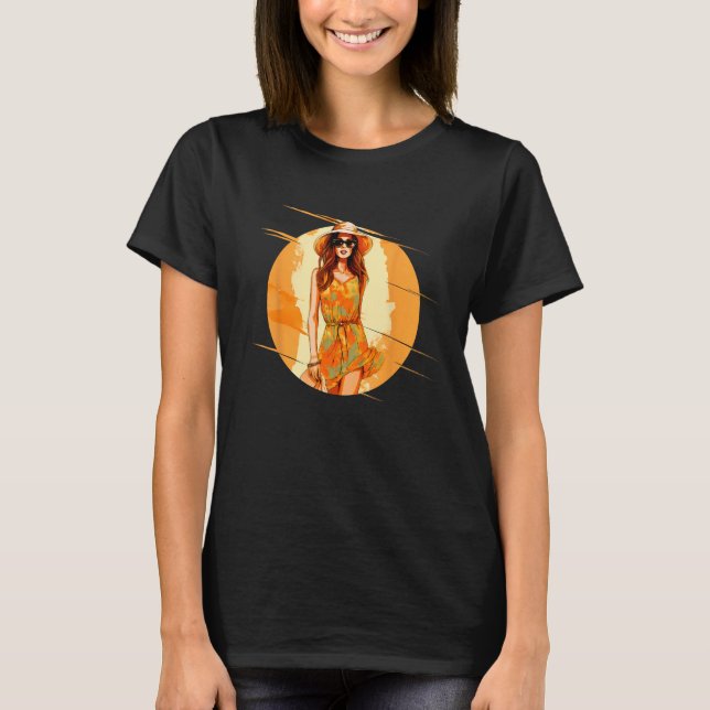 Camiseta Verão alegre Senhora com roupas ensolaradas modern (Frente)