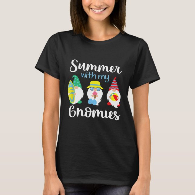 Camiseta Verão com a família V dos gnomos do jardim bonito (Frente)