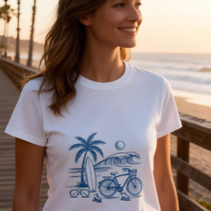 Camiseta Verão Costeiro da Califórnia -azul-