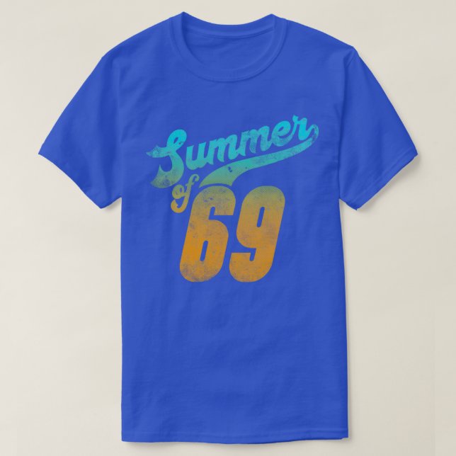 Camiseta Verão de 69 cores retro em estilhaço (Frente do Design)
